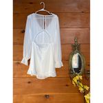 Lulus NWOT  Sheer Attraction White Long Sleeve Ruffled Mini Dress Cocktail Size L Photo 3