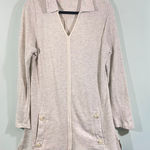 Soft Surroundings Soft Surrounding Women Beige V-neck LS Terry Cloth Tunic Sweatshirt Size M Photo 0