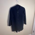 COS  Womens Full Zip Jacket 100% Wool Size 4 Lined Navy Blue Photo 3