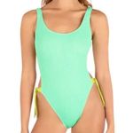 Hurley NWT $80 Green Textured Scrunch Swimsuit M Photo 0