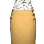 Loft (8) Button Pockets Detail A-Line Straight Skirt Back Slit Zipper Closure Photo 0