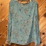 Gimmicks by BKE Gimmicks green lace up front blouse with bird butterfly floral pattern Photo 4