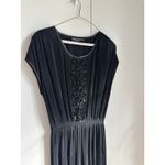 Virginie Paris Floral Micropleated Dress Black Made in France Statement SZ L Size L Photo 2