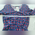 Blu Pepper Blue and Red Long Sleeve V-Neck romper Photo 3