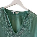 ZARA Women’s Green V-Neck Embellished Cotton Long Sleeves Blouse SZ M #1163 Photo 1
