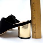 MARC NEW YORK Andrew Marc black textile slides, round gold heels, size 6 Photo 7