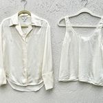 Banana Republic  100% Silk Button Down Shirt & Tank Top Cream Set Women's Size XS Photo 0