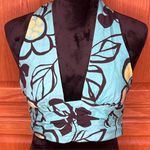 ZARA Floral Print Draped Hem Halter Tie Back Cropped Top Size Medium 3067/045 Photo 7