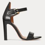 Ralph Lauren Collection Darcia Calfskin Sandal heels Sz 37.5 black Photo 0