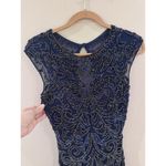 Primavera Couture Fitted Mesh Navy BlueBeaded Dress Sz 10 Prom Formal Homecoming Blue Photo 2