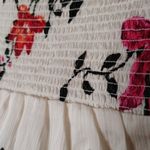 Old Navy  Size Xs White Pink Red Floral Blouse Top Sheer Frill Rouched Stretchy Photo 8