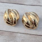 Vintage Clip On Earrings Extra Large Chunky Statement Gold Tone Photo 3
