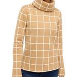J. Crew Windowpane Fleece Lined Funnelneck Pullover Sweater Camel Tan Size M Size M Photo 10