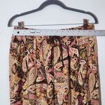 Anne Carson  Brown and  Pink Paisley Silk Wide-Leg Pants Size Large Photo 6
