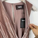 Reformation  Pink Velvet Jumpsuit Deep V with waist Drawstring Photo 5