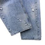 ZARA High Rise Distressed Straight Jeans 6 Ripped Acid Wash Blogger Favorite Photo 3
