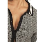 Anthropologie Maeve Preppy Black/White Cropped Plunging Polo Cardigan Size Small Photo 3
