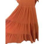 O.P.T. Gauzy Cotton Lanna Puff Sleeve Smocked Midi Dress Orange Size Small Photo 9