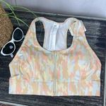 Fabletics  White & Orange Go Front Print Zip Front Athletic Sport Bra NEW S Photo 0