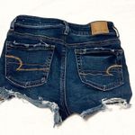 American Eagle  High Rise Shortie Dark Wash Distressed Denim Shorts Size 0 Blue Photo 1