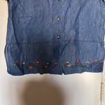 Jane Ashley New w/o Tags  Embroidered Denim Short Sleeve Blouse XL Side slits Photo 2