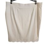 Elle  Bodycon Pencil Skirt Scalloped Hem White Sz XL Photo 3