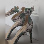 L'Agence new  Gisele Ii Ankle Strap Sandal In Green Metallic Snake sz 38.5 US 8 Photo 6