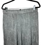 Eileen Fisher  Silk Drift Pants Wide Flare Crop Leg Pull On Gray White Medium Photo 3