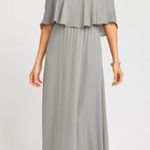 Show Me Your Mumu  SMYM Caitlin ruffle maxi dress - soft charcoal crisp NEW large Photo 0