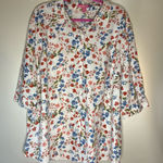 Woman Within  Floral Blouse - White, Blue, and Red 3/4 sleeves Photo 0