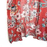 Maurice's Rust Orange Multicolor Floral Print Flutter Sleeve Kimono Photo 4