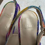 Stuart Weitzman  Peep Toe Slingback Heels with Metallic Plaid Pattern Photo 5