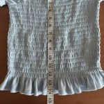 AQUA Womens Blouse Sz Small Smocked Puff Sleeve Boho Cottagecore Coastal Cowgirl Photo 9