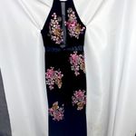 XScape WO SIZE 10 LONG MAXI EVENING DRESS BLACK BEADED EMBROIDERED FLORAL DESIGN Photo 1