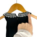 Adrianna Papell  Beaded Chiffon Overlay Black Jersey A-Line Mini Dress Cocktail 8 Photo 13