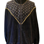 Westbound Vintage  Sport Black and Gold Velour Jacket Size L Photo 0