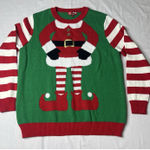 To Be Jolly Christmas Sweater Womens Size XL Santa Body Crew Neck‎ Long Sleeve Green Photo 0