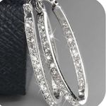 Gorgeous Stainless Steel Silver Cubic Zirconia Oval Earrings Size undefined Photo 1