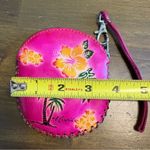 Hawaiian Coin Zip Wallet Purse Wristlet Pink Resort Palm Tree Vacation Tooled Photo 2