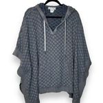 Carbon 2 Cobalt Long Sleeve Portico Poncho Sweater Hood Gray Blue Knit L/XL Size L Photo 0
