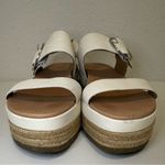 UGG  April Espadrille Wedge Platform Sandals Off White Leather Buckle 10 Photo 3