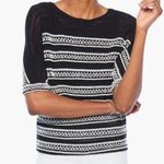 Nic+Zoe Celestial Sweater Top Linen Black White Semi Sheer Coastal Preppy Summer Photo 0