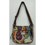 Fossil  Coated Canvas Patchwork Floral Paisley crossbody Bag Purse Boho Hippie Photo 1