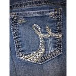 Maurice's Low Rise Jeans Size 5/6 Wide Leg Bootcut Embroidered Pockets Blue Boho Photo 2
