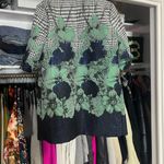 Anthropologie Eva Franco houndstooth navy rose floral open front kimono jacket Photo 9