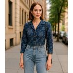 Avon Fashions Vintage 80’s/90’s Blue with Silver Floral Design Cropped Bolero St Photo 1