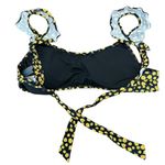 Decree Sunflower Ruffle Swimsuit Top Tie Back Black Yellow Floral Cute Size Lg Photo 4