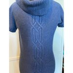Athleta Womens Sweater Sz XS Tisbury Cableknit Turtleneck Iron Blue Short Sleeve Photo 8