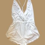 Topshop Women's Size Medium White One Piece Sleeveless Romper Outfit Photo 3