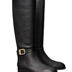 Tory Burch Brooke Black Tumbled Leather Knee High Buckle Riding Boots Size 5M Photo 0